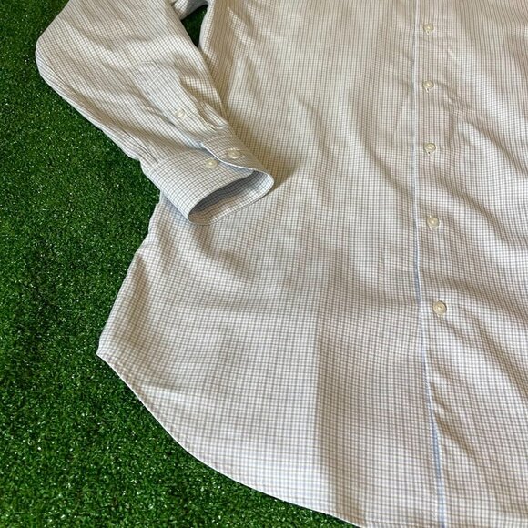 Doc & Amelia by Cintas Long Sleeve Button Down Blue Grey Plaid Shirt Size M - Picture 4 of 11